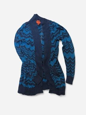 Missoni Navy and Bright Blue Chevron Knit Cardigan